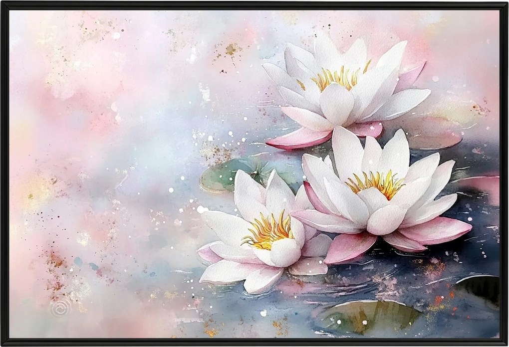 Poszter Keret Alumínium Természet Víz Virágok Nenufary Vízi Liliom 60x40