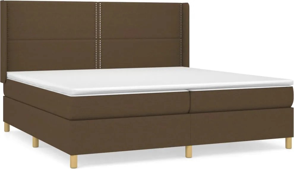 vidaXL sötétbarna szövet rugós ágy matraccal 200 x 200 cm