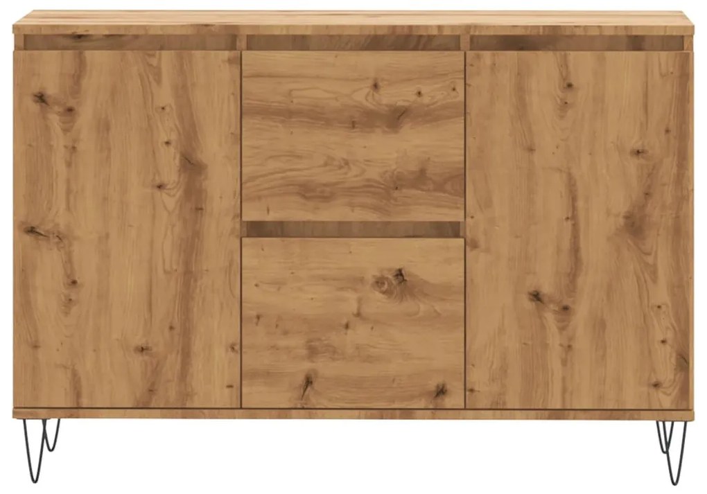 kézműves tölgy színű szerelt fa tálalószekrény 104 x 35 x 70 cm