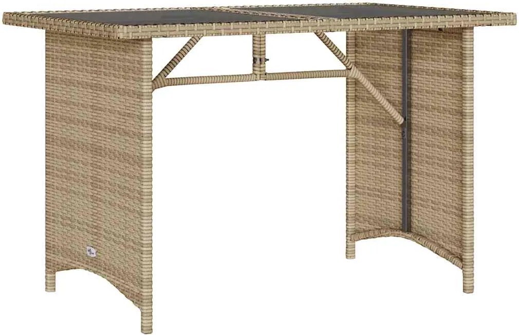 vidaXL bézs polyrattan üveglapos kerti asztal 110x68x70 cm