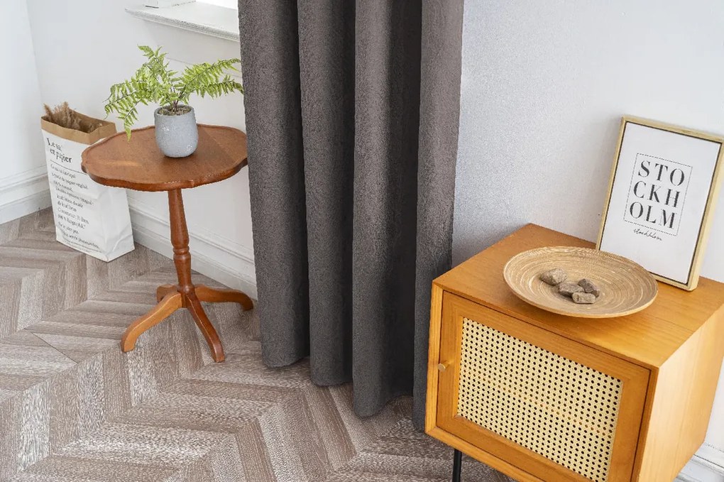 Sötétítő függöny DUNES VELVET 140x250 cm, sötétszürke Felfüggesztés: Hullámos sínszalag