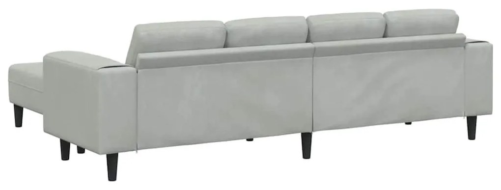 Kanapé Szett 3 pcs Világosszürke Bársony