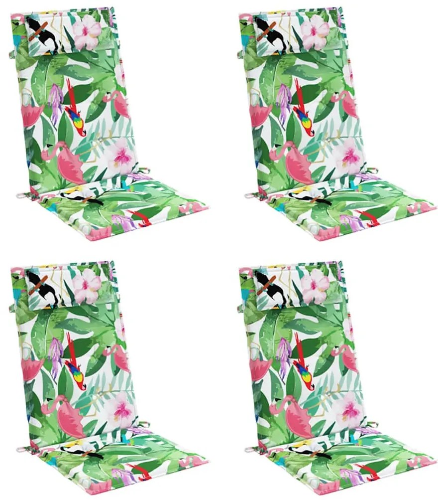 4 db többszínű oxford szövet magas háttámlájú székpárna