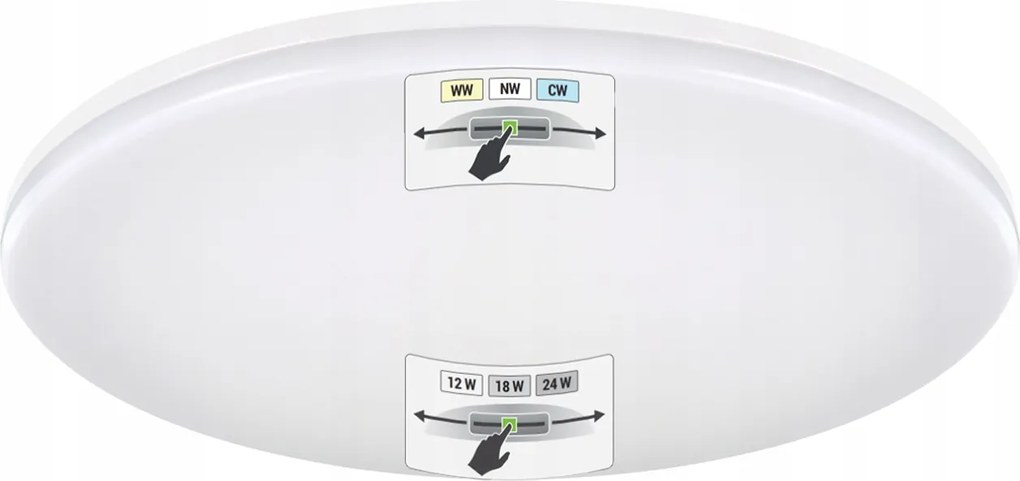 Fürdőszobai Lámpa Plafon Plafon Változtatható Teljesítmény 12W 18W 24W Cct Led Fehér