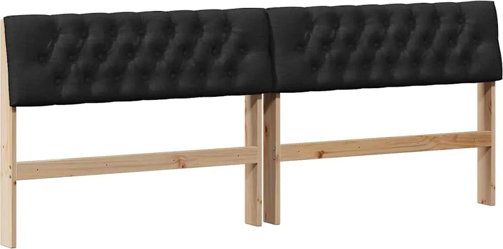 vidaXL Kárpitozott fejtámla Fekete 200 cm Tömör fenyőfa