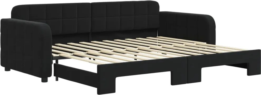 vidaXL fekete kihúzható bársony heverő 90x200 cm