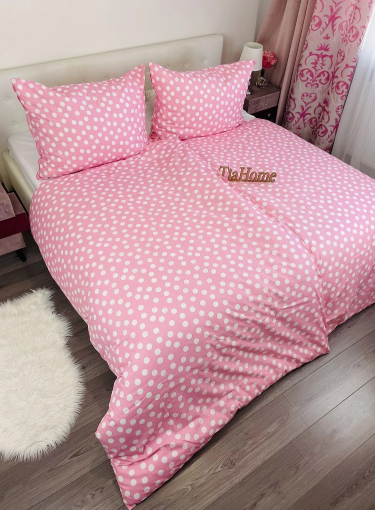 Pamut lepedők Dots rózsaszín TiaHome - Detský set 130x90cm + 65x45cm