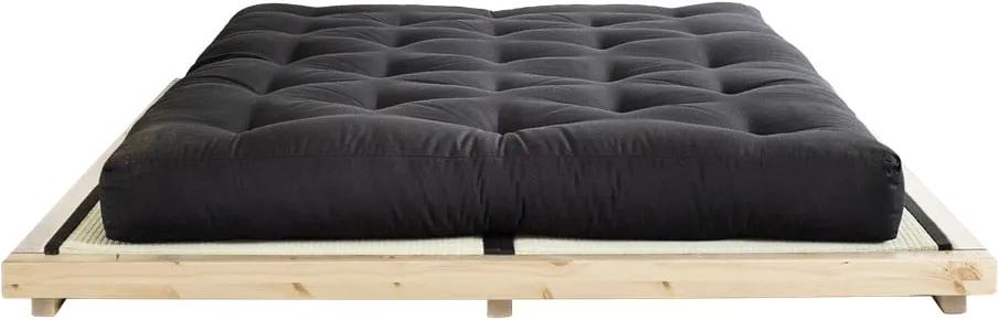 Dock Comfort Mat Natural Clear/Black borovi fenyőfa franciaágy matraccal és tatamival, 140 x 200 cm - Karup Design