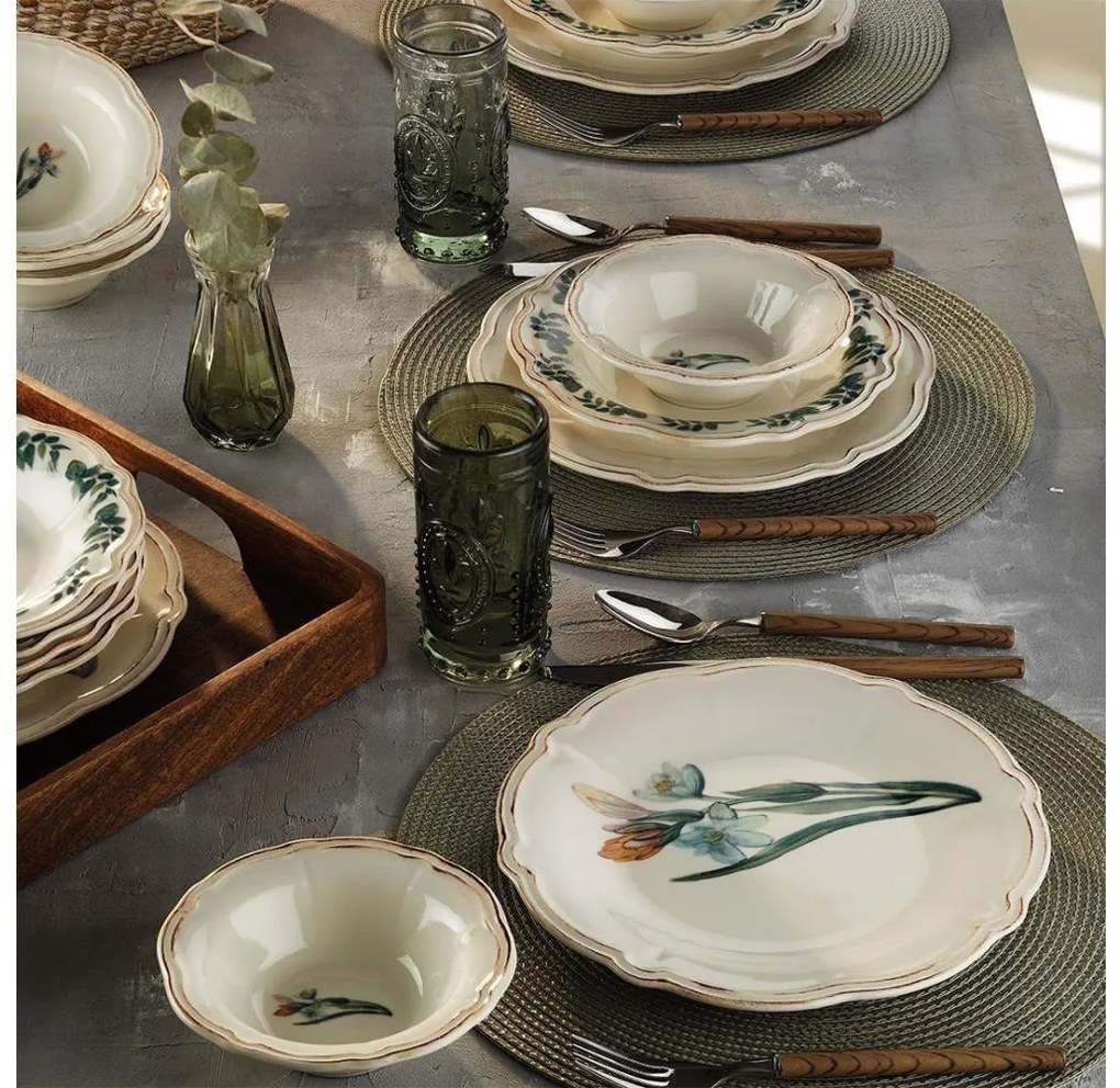 Étkészlet 18 db színes/porcelán