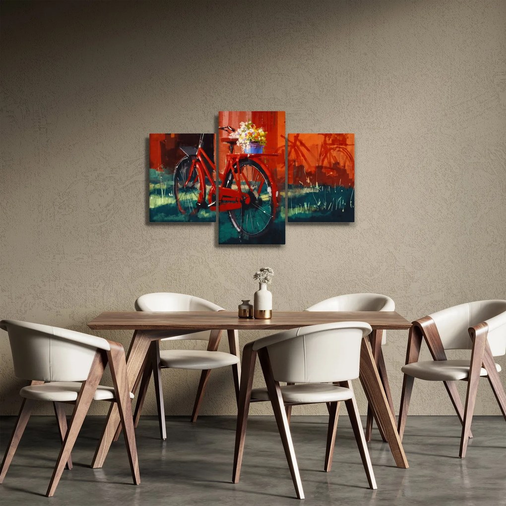 Piros kerék képe, akril festés (90x60 cm)