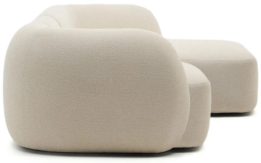 Krémszínű zsenília sarokkanapé (jobb oldali-heverő résszel) Martina – Kave Home