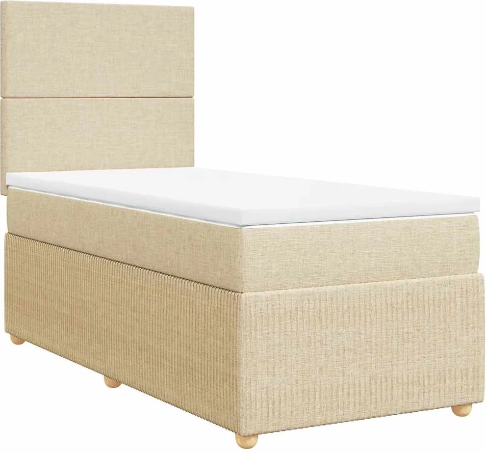 vidaXL krémszínű szövet rugós ágy matraccal 100 x 200 cm