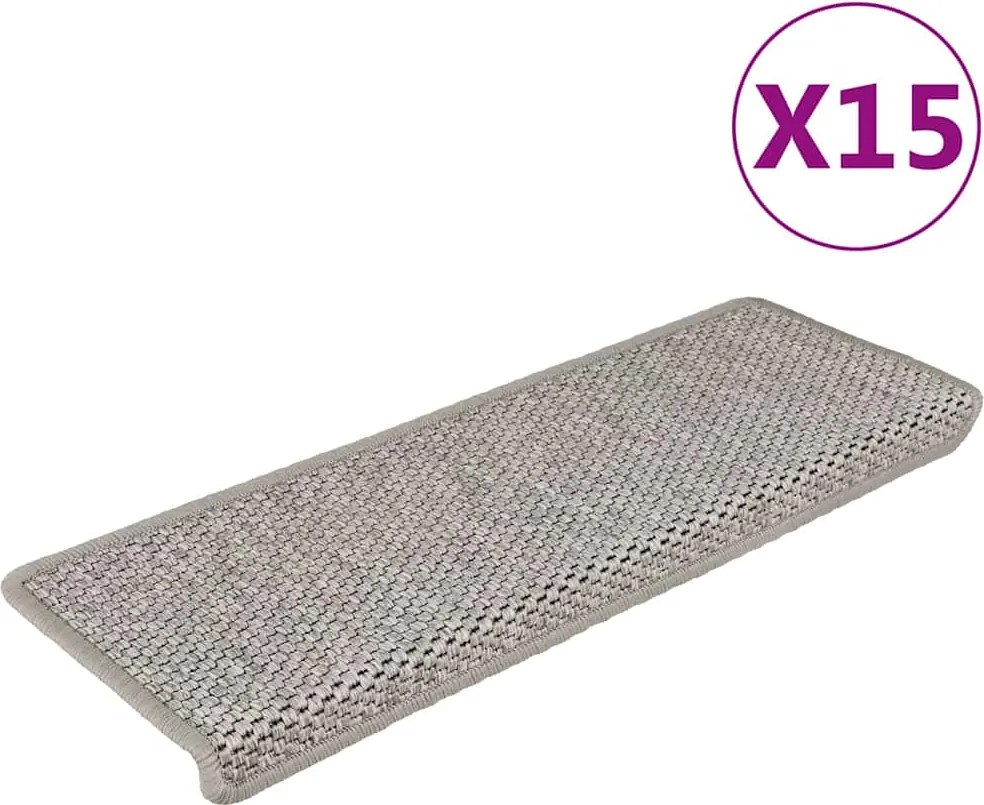 vidaXL 15 db szizál hatású ezüstszínű öntapadó lépcsőszőnyeg 65x21x4cm