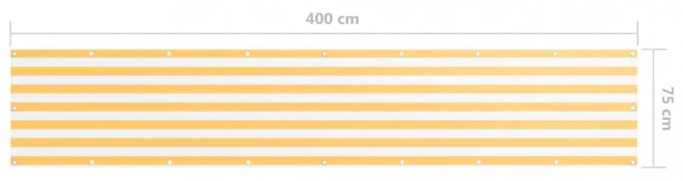 fehér-sárga oxford-szövet erkélyparaván 75 x 400 cm