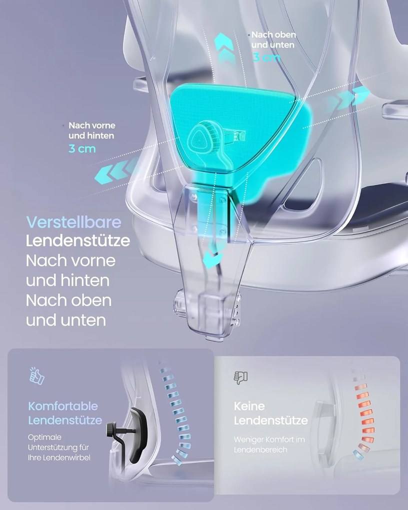 SONGMICS ergonomikus irodai szék állítható derék- és fejtámlával, max. 150 kg terhelhetőség, fekete