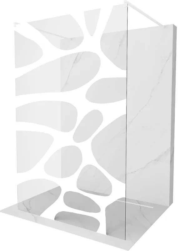 Mexen Kioto, átmenő zuhany paraván 100 x 200 cm, 8mm üveg tiszta / fehér mintás, 2x fehér stabilizáló távtartó, 800-100-002-20-97