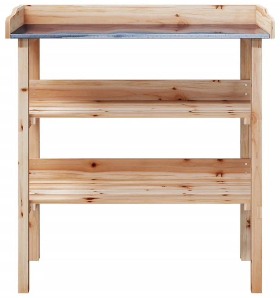 tömör fenyőfa növénytartó asztal polcokkal 78x38x82,5 cm