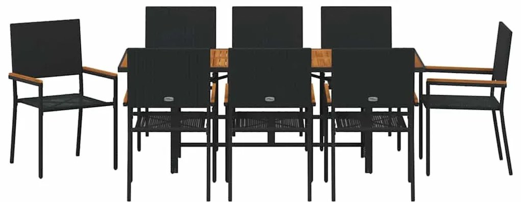 Kert étkező szett 9 pcs Fekete és Barna 190 x 80 x 75 cm