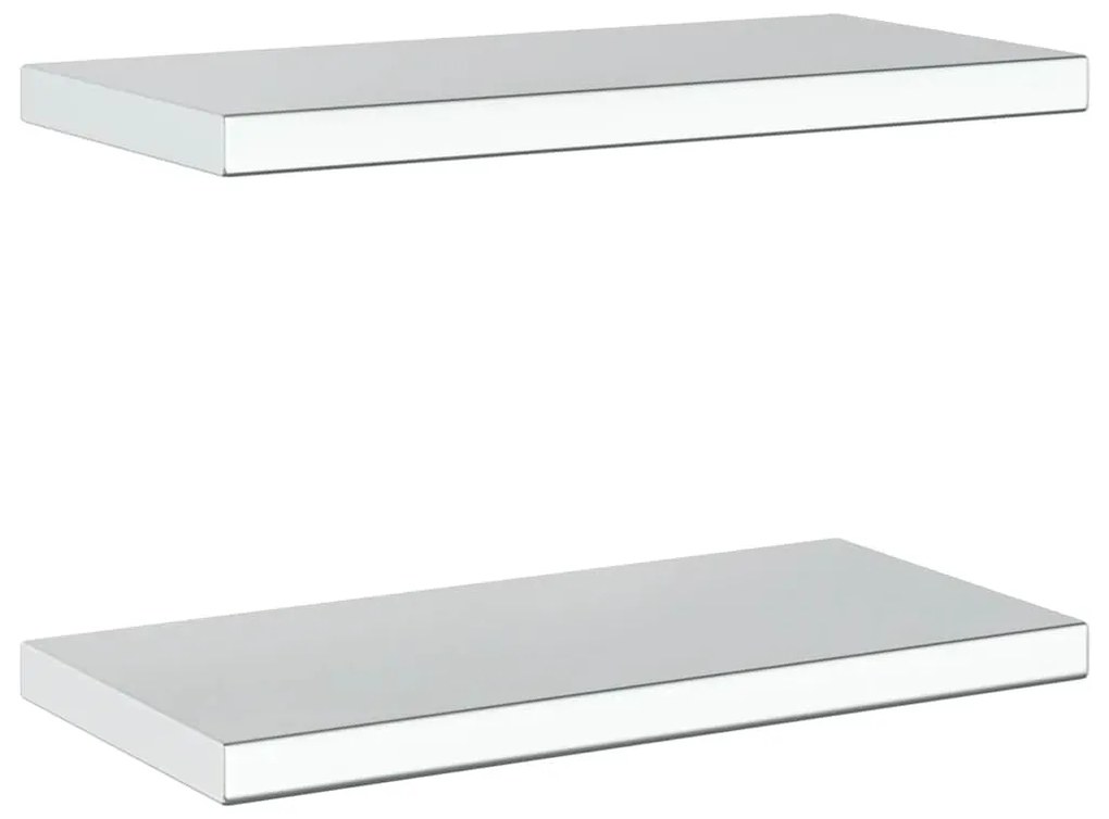 2 db ezüstszínű rozsdamentes acél fali polc 50 x 23,5 x 3 cm