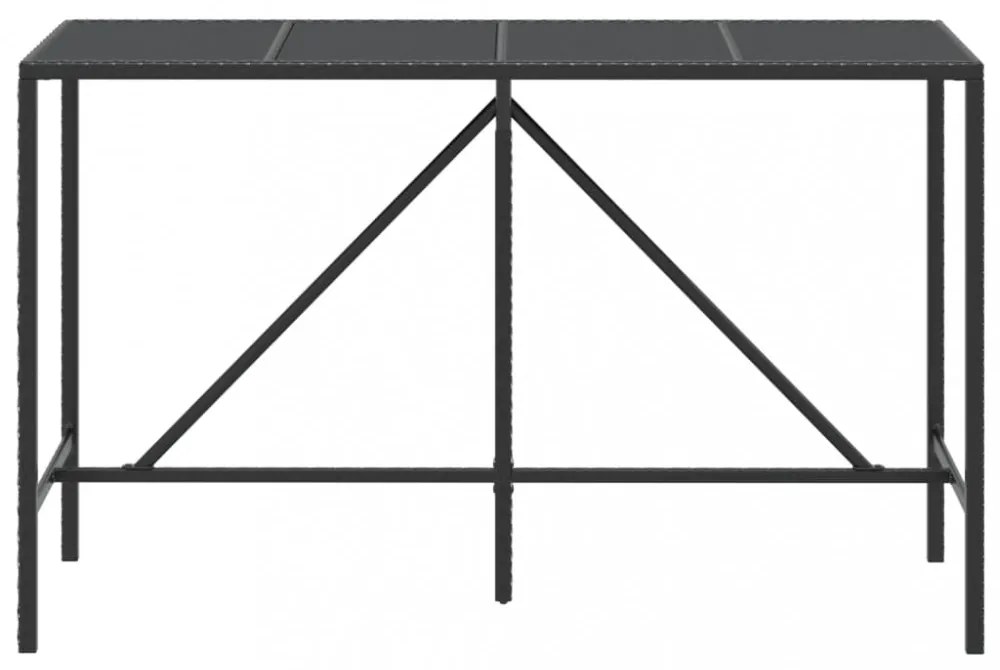fekete polyrattan üveglapos bárasztal 180 x 70 x 110 cm