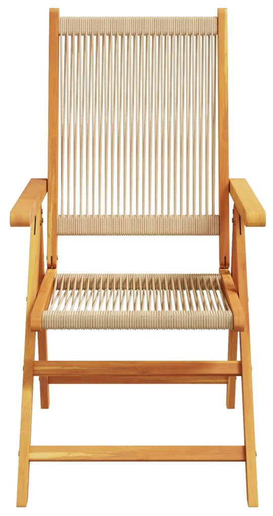 Kert étkező szett 7 pcs Bézs Tömör akáciafa és műrattan