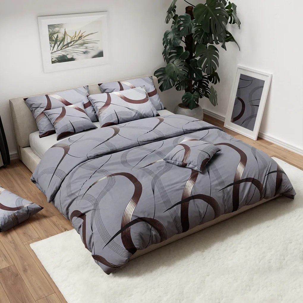 Pamut Ágynemű PLAVA szürke Ágyneműhuzat mérete: 2 db 70 x 90 cm | 200 x 220 cm