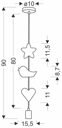 Gyerek csillár zsinórral TRIO 1xE27/20W/230V rózsaszín/fehér