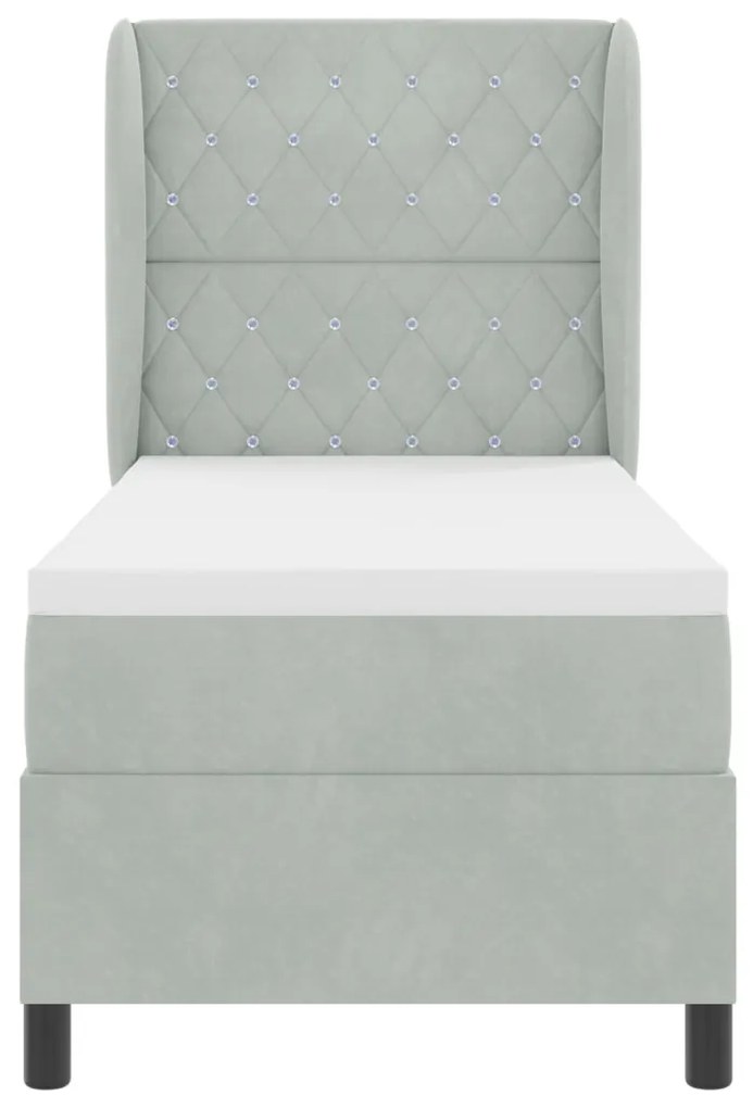 vidaXL Boxrugós ágy matracmal Világosszürke 200 x 80 cm Poliészter