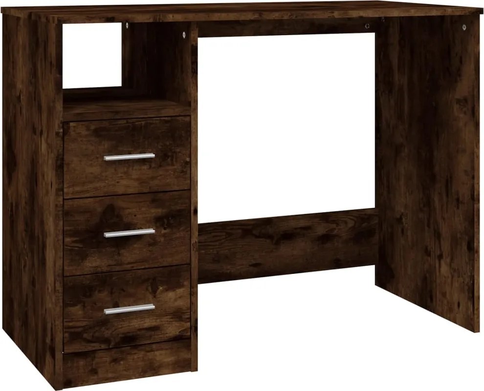 vidaXL füstös tölgy színű szerelt fa íróasztal fiókokkal 102x50x76 cm