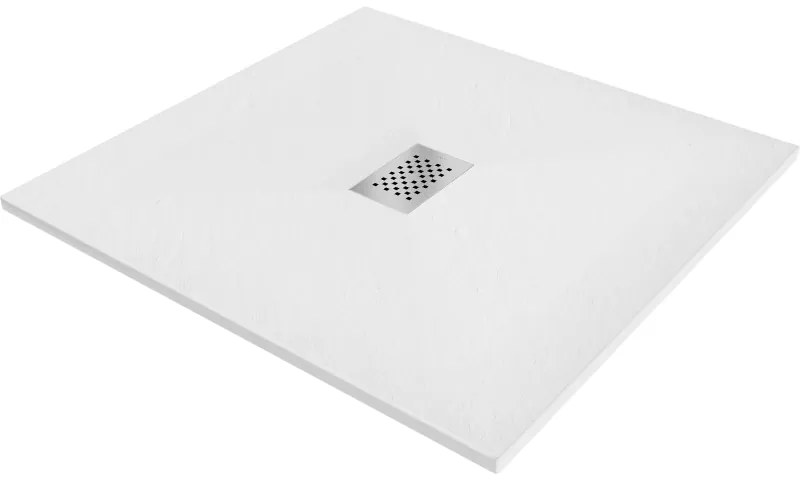 Mexen Hugo négyzet alakú SMC zuhanytálca 100 x 100 cm, fehér, inox burkolat - 42101010-X