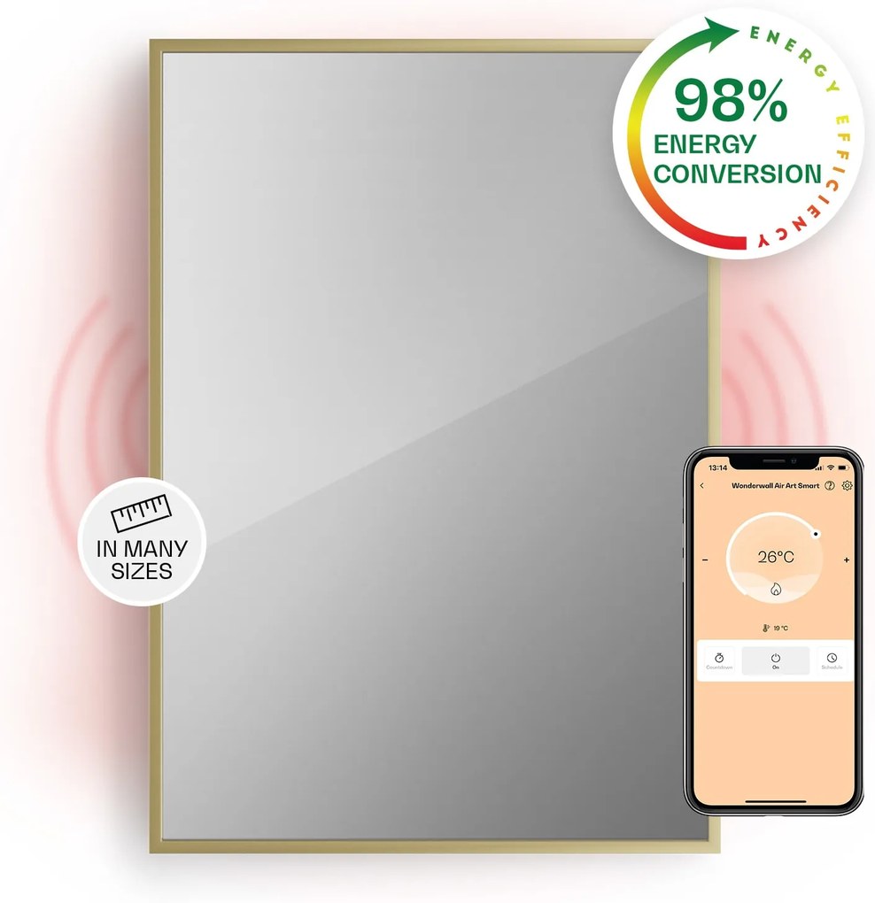 Klarstein La Palma 750 smart, infravörös hősugárzó 2 az 1-ben, 85 x 60 cm, 750 W, tükör elülső rész