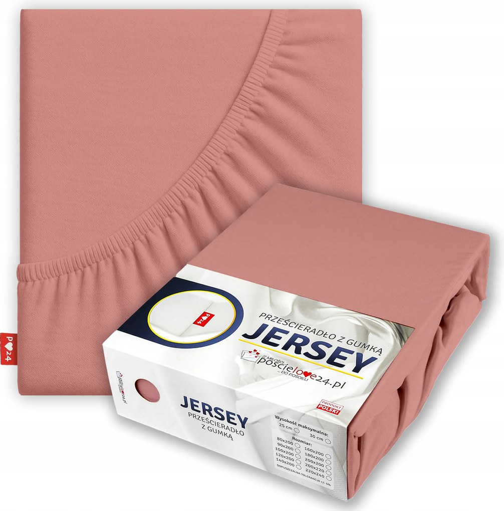 Jersey lepedő 120x200 gumis vastag pamut oldal 30 cm Párizsi rózsaszín