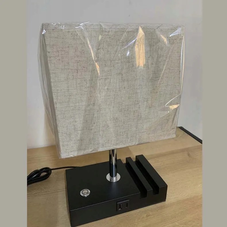 Iluminize asztali lámpa, bézs, téglalap alakú lámpabúra