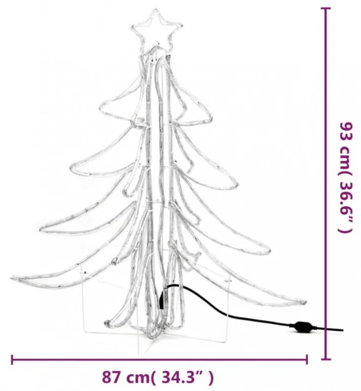 3 db meleg fehér összecsukható LED-es karácsonyfa 87x87x93 cm