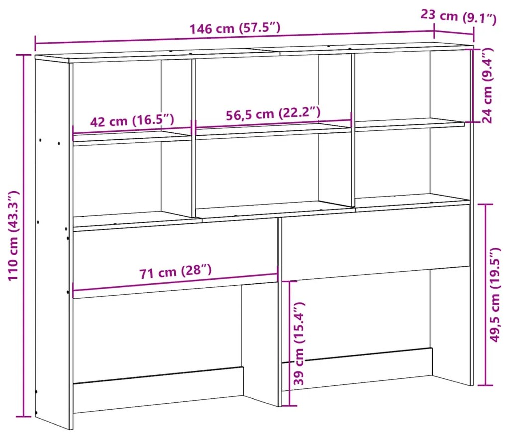 fehér tömör fenyőfa fejtámla tárolóval 140 cm