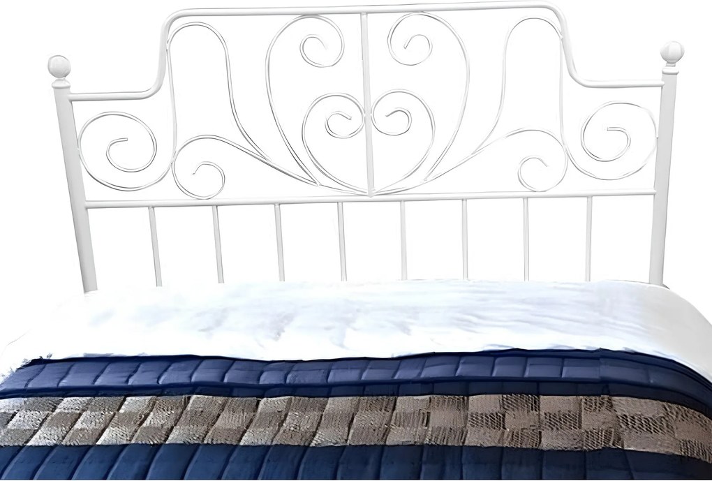 Fém ágy lécezett ráccsal, fém fehér, 160x200, BEHEMOTH