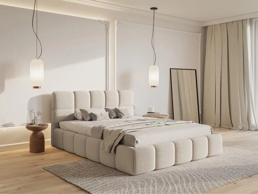 Franciaágy 140 cm Cirsten 140B (ágyráccsal) (világos bézs). 1099527