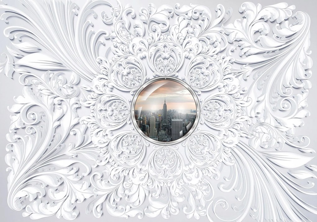 Fotótapéta Fehér város Perspektíva modern felhőkarcolók 200x140 +ragasztó