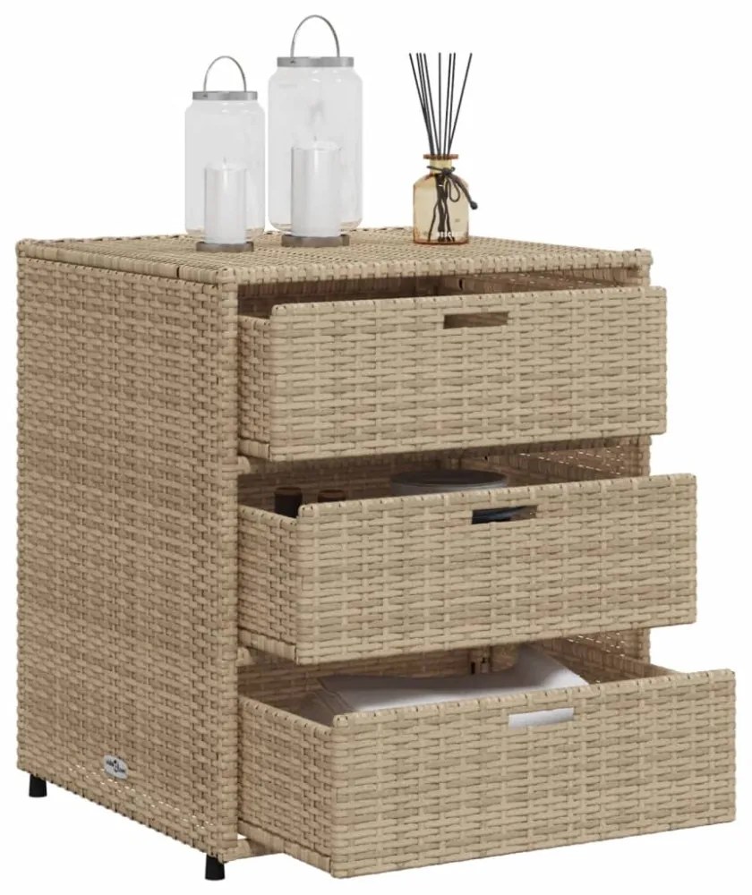 bézs polyrattan kerti tárolószekrény 55 x 59 x 69 cm