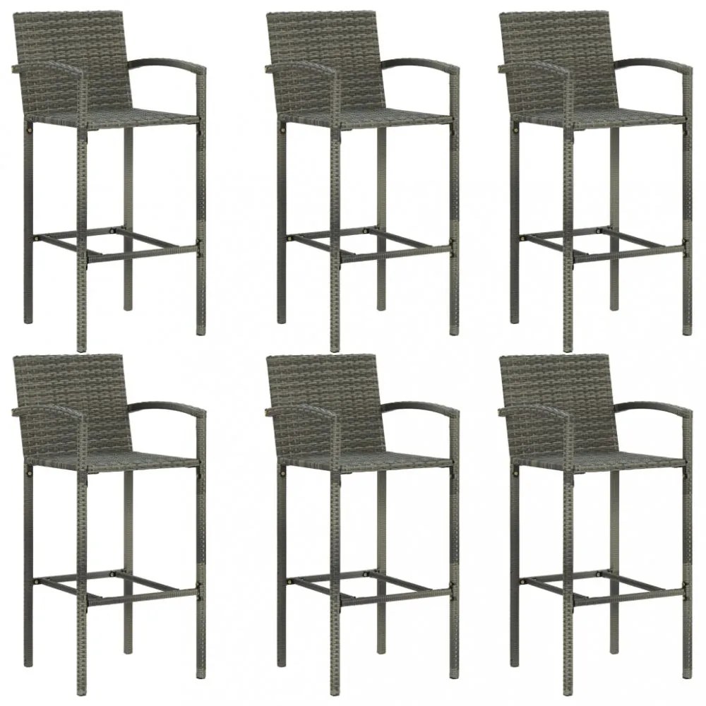 7 részes szürke polyrattan kerti bárszett