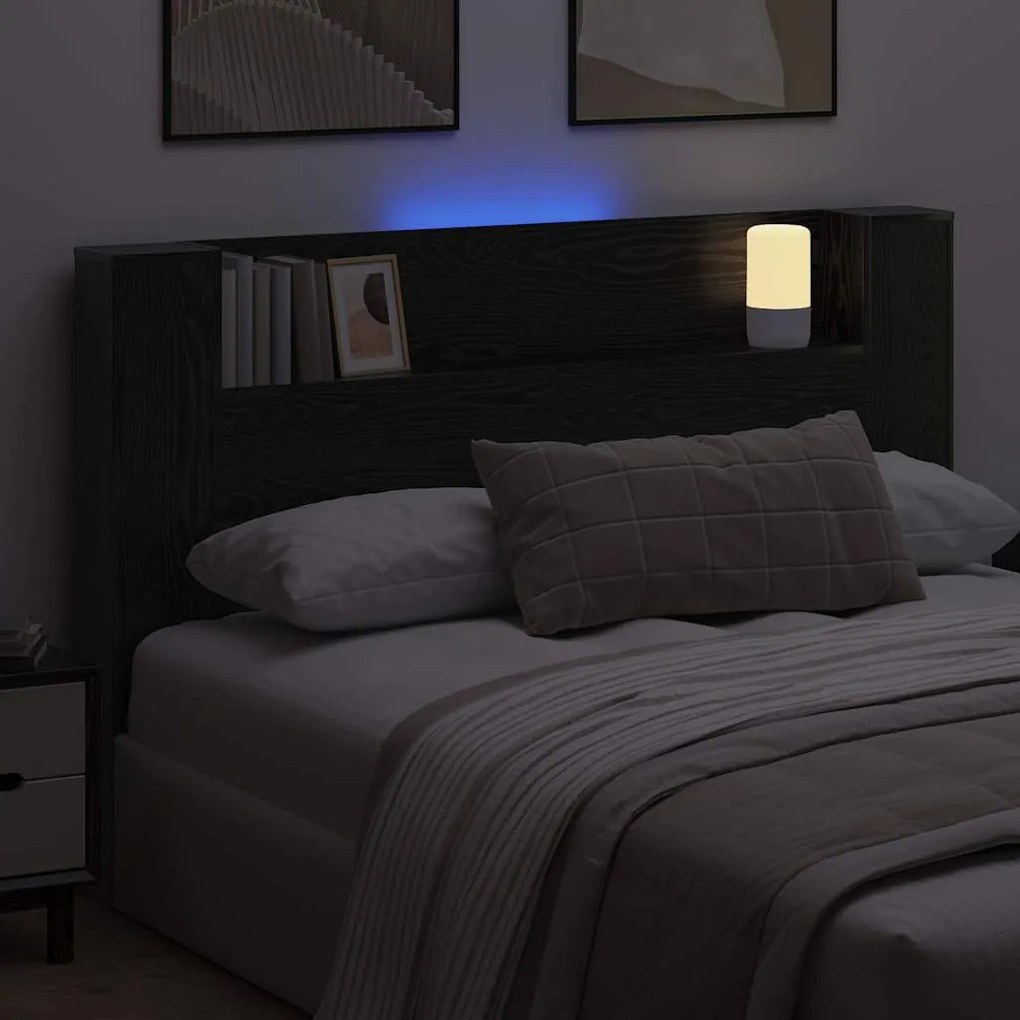 Fejtámla polcokkal Fekete tölgy 160 x 17 x 104,5 cm Faanyag