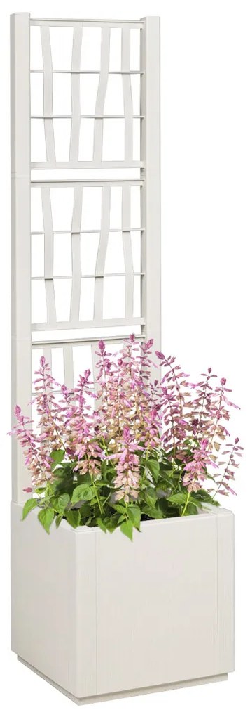 Kerti Ültető Edény Trellis-szel Fehér 36x36x140 cm PP