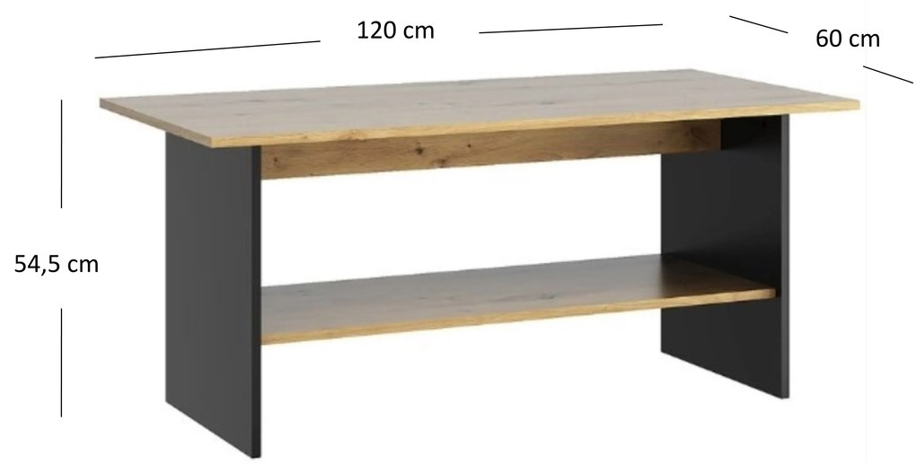 Dohányzóasztal Bobbie (artisan tölgy + fekete). 1052774