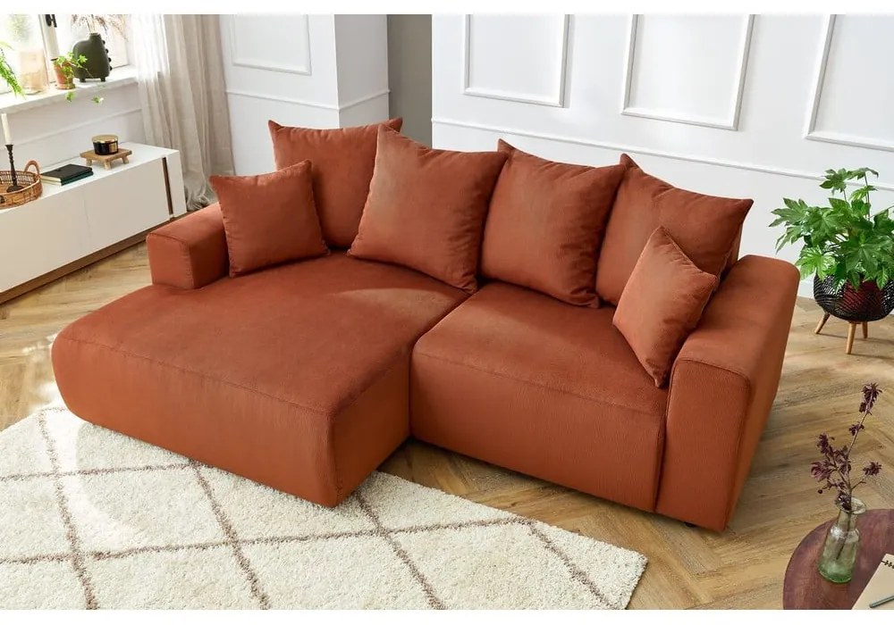 Narancssárga bársony sarokkanapé Enjoy – Bobochic Paris