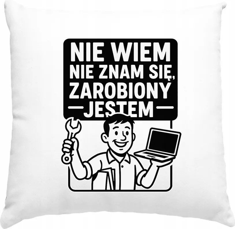 Párna a megkeresett munkavállalónak, felirattal, fekete