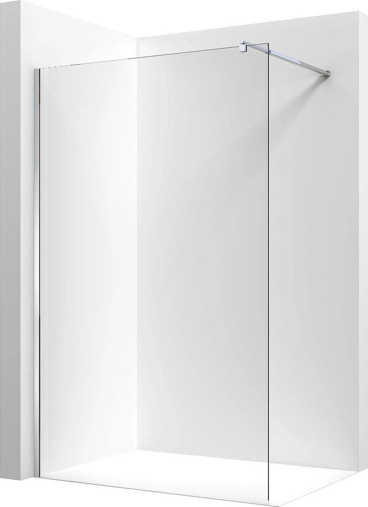 Walk-In Zuhanyfal 120 cm ezüst, krómozott– 8mm üveg, EasyClen