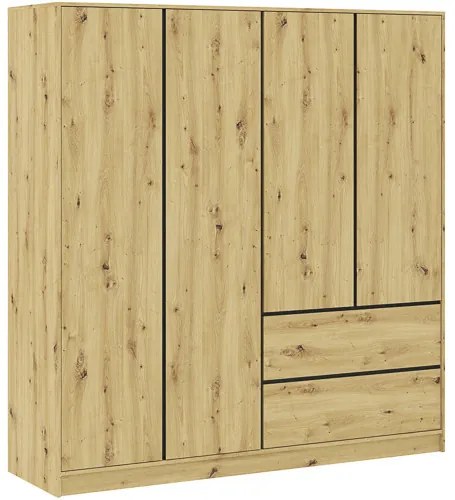 BASIT Gardrób Szekrény Tölgy Színben 195 cm