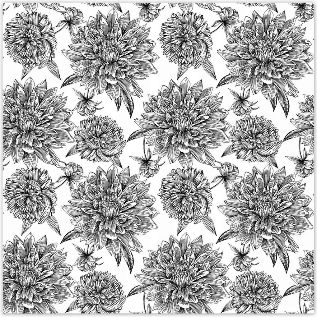 Poszterek 140x140 Fekete-fehér grafika Virág