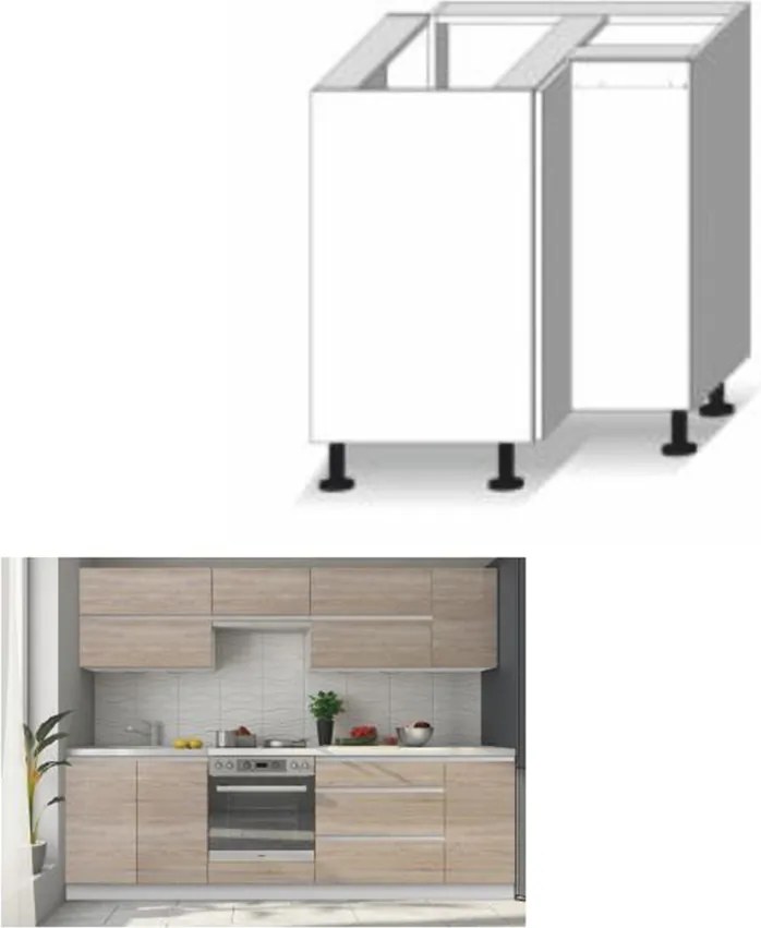 Alsó sarokszekrény, tölgy sonoma, LINE