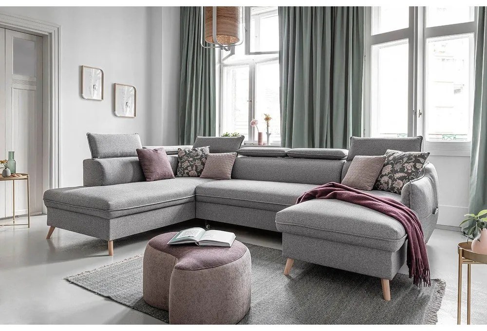 Világosszürke kinyitható sarokkanapé (bal oldali) Sweet Harmony – Miuform